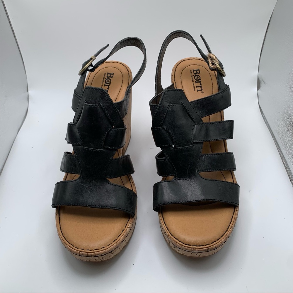 Born Bernese Strappy Cage Leather Strap Platform Cork Wedge Sandal SZ10 1299 - Picture 2 of 8